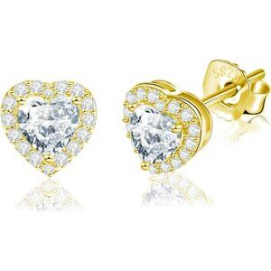 Moissanite stud earrings for women sterling silver gold plated hypoallergenic se